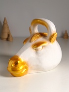 Копилка для денег «Гиря конь», гипс, 21×25 см, бело-золотой - Фото 2