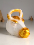 Копилка для денег «Гиря конь», гипс, 21×25 см, бело-золотой - Фото 3