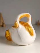 Копилка для денег «Гиря конь», гипс, 21×25 см, бело-золотой - фото 7098496