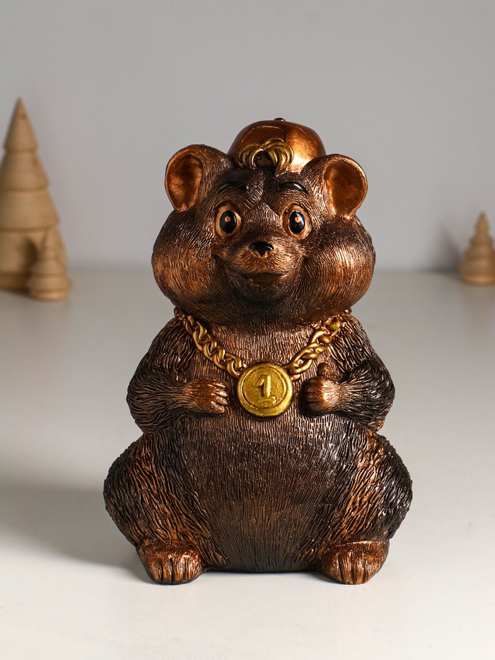 Копилка для денег «Хомяк в кепке», гипс, 20 см, под бронзу