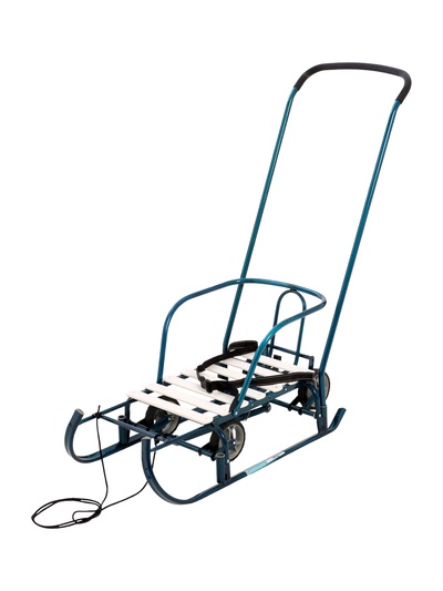 Санки детские с колёсами «Тимка 6 универсал», с ручкой, морской лак