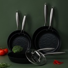 УЦЕНКА Набор сковород Magistro Rock Stone. 2 шт.: d=22 см d=26 см, кухонные щипцы, Greblone C3, инд - Фото 18