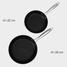 УЦЕНКА Набор сковород Magistro Rock Stone. 2 шт.: d=22 см d=26 см, кухонные щипцы, Greblone C3, инд - Фото 3