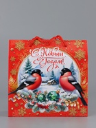 Коробка подарочная новогодняя, складная «Снегири» 23×10×23 см - фото 58045849