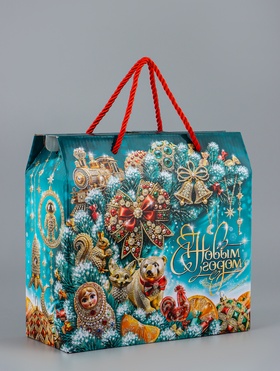 Коробка подарочная новогодняя, складная «МалаХит» 23×10×22 см