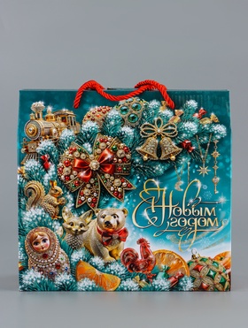 Коробка подарочная новогодняя, складная «МалаХит» 23×10×22 см