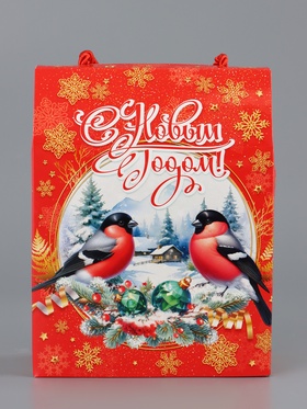 Коробка подарочная новогодняя, складная «Снегири» 16?8?20 см (комплект 2 шт)