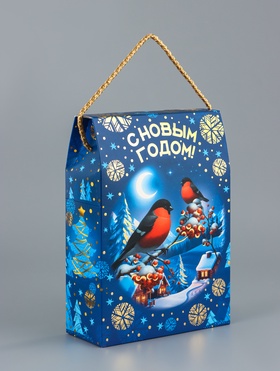 Коробка подарочная новогодняя, складная «Снегири» 17.3×7×23.5 см