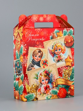 Подарочная коробка новогодняя «Серафимчики», для сладких подарков, 17×7×25.5 см