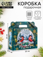 Коробка подарочная новогодняя, складная «Снегири» 23×8.5×23 см - фото 117896195