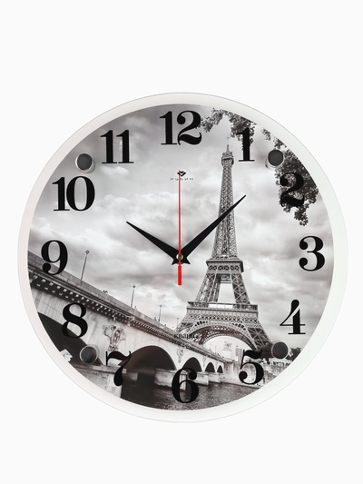 УЦЕНКА Часы настенные, интерьерные «Эйфелева Башня», d=30 см, бесшумные