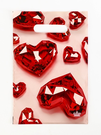 Пакет подарочный «Алые сердца», полиэтиленовый с вырубной ручкой, 20×30 см, 30 мкм