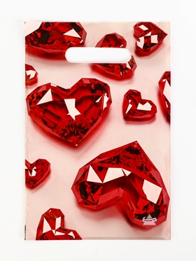 Пакет подарочный «Алые сердца», полиэтиленовый с вырубной ручкой, 20?30 см, 30 мкм (комплект 100 шт)