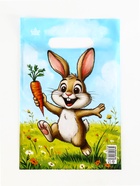 Пакет «Зайка и ежик», полиэтиленовый с вырубной ручкой, 20?30 см, 30 мкм (комплект 100 шт) - фото 67927697