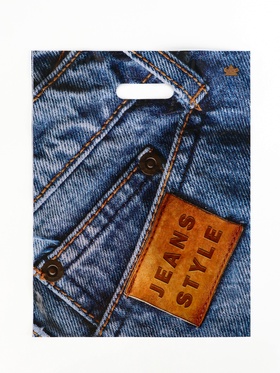 Пакет «Джинс Стайл», полиэтиленовый с вырубной ручкой, 40?31 см, 30 мкм (комплект 50 шт)