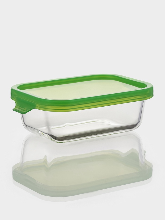 Контейнер. 370 мл, пластиковая крышка, стекло, прозрачный Контейнер. 370 мл, пластиковая крышка, стекло, прозрачный
