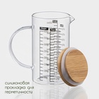 УЦЕНКА Кувшин мерный с бамбуковой крышкой «Эко» 500 мл, 13×8×13.7 см - Фото 4