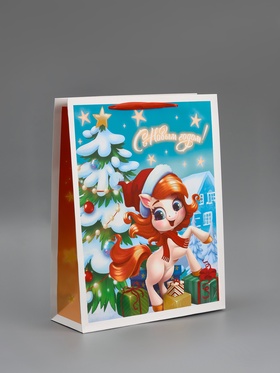 Пакет подарочный новогодний «Лошадь 2026», L 31×40×11.5 см