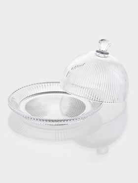 Блюдо для подачи Riffle, 19.8×13 см, с крышкой, стекло, прозрачное