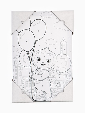 Картина по номерам с подрамником «Чебурашка с шарами», 20×30 см
