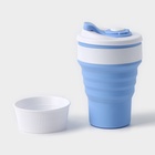 УЦЕНКА Стакан складной с крышкой «С собой» 350 мл 8.5×14 см, голубая - Фото 4