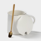 УЦЕНКА Кружка с ложкой Simple 350 мл, 12.5×9×9 см, нет крышки, белая 10936942