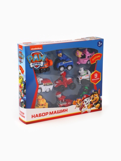 Машинки «Щенячий патруль», набор 9 шт., инерция