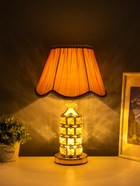 Настольная лампа с подсветкой 16684/1 E27 40 Вт золото RISALUX - фото 809248385