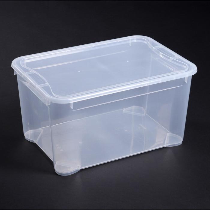 Ящик для хранения с крышкой «Кристалл», 55×39×29 см, цвет прозрачный - Фото 1