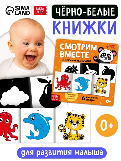 Книжки - гармошки картонные «Смотрим вместе», набор 6 шт.