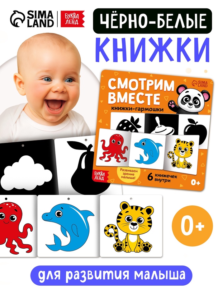 Книжки - гармошки картонные «Смотрим вместе», набор 6 шт. - Фото 1