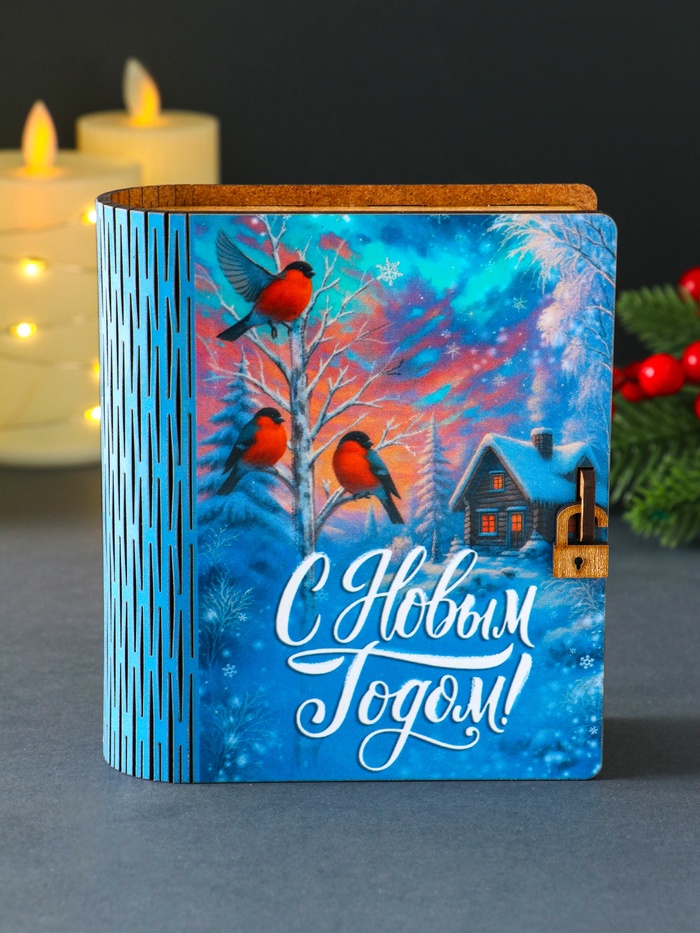 Копилка-книга для денег «С Новым годом», купюр, монет, 14×12×5 см - Фото 1