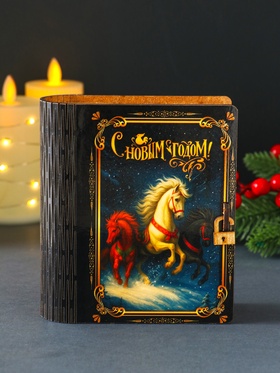 Новогодняя копилка-книга для денег «Тройка лошадей», купюр, монет, 14×12×5 см 10911314