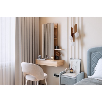 УЦЕНКА Столик туалетный с зеркалом «Мария», 706×330×1116 мм, цвет дуб сонома