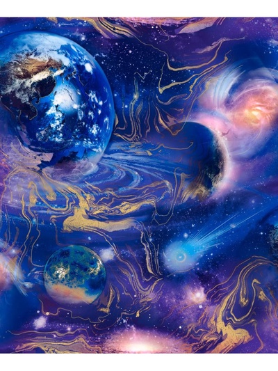 Обои моющиеся «В251-01», на бумажной основе, 10.05×0.53 м, цвет синий