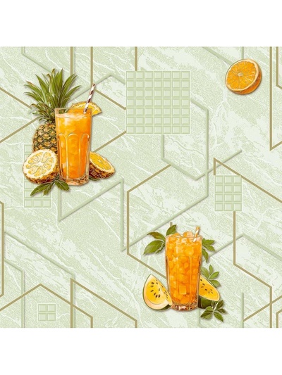 Обои бумажные «Ф891-04», на бумажной основе, моющиеся, 10.05×0.53 м, цвет зелёный