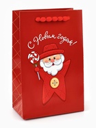 Пакет подарочный «С Новым годом», с ёлочной игрушкой и шильдиком, Дед Мороз, 18×23×11 см 10878728