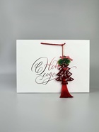 Пакет подарочный «Новогодний», тиснение, с ёлочной игрушкой и бахромой, 40×31×11 см - фото 58047568