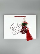 Пакет подарочный «Новогодний», тиснение, с ёлочной игрушкой и бахромой, 40×31×11 см - фото 58047570