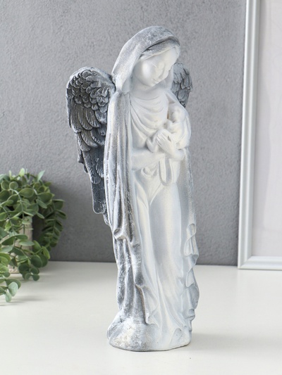 Фигура гипс «Ангелина с младенцем» 17×10×40 см, антик