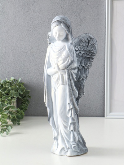 Фигура гипс «Ангелина с младенцем» 17×10×40 см, антик