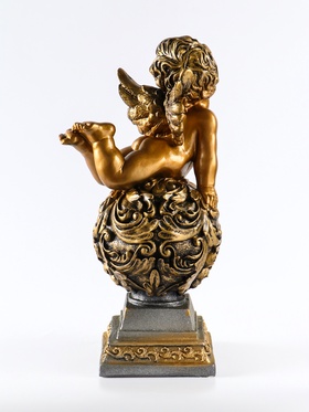 Фигура гипс «Ангел на шаре», 20×25×50 см, под золото