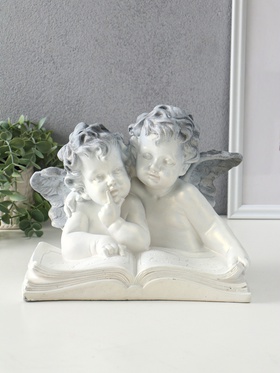 Фигура гипс «Два ангела с книгой», 23×28×19 см, антик