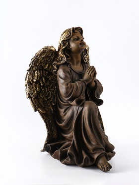 Фигура полистоун «Ангел на колене», 52×36×36 см, под бронзу