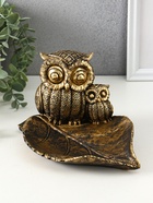 Подставка для мелочей «Совушки», полистоун, 15×22×12 см, под золото - Фото 2