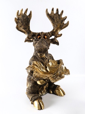 Фигура напольная с подставкой для мелочей «Скульптура: Лось», 86×46×52 см, под бронзу