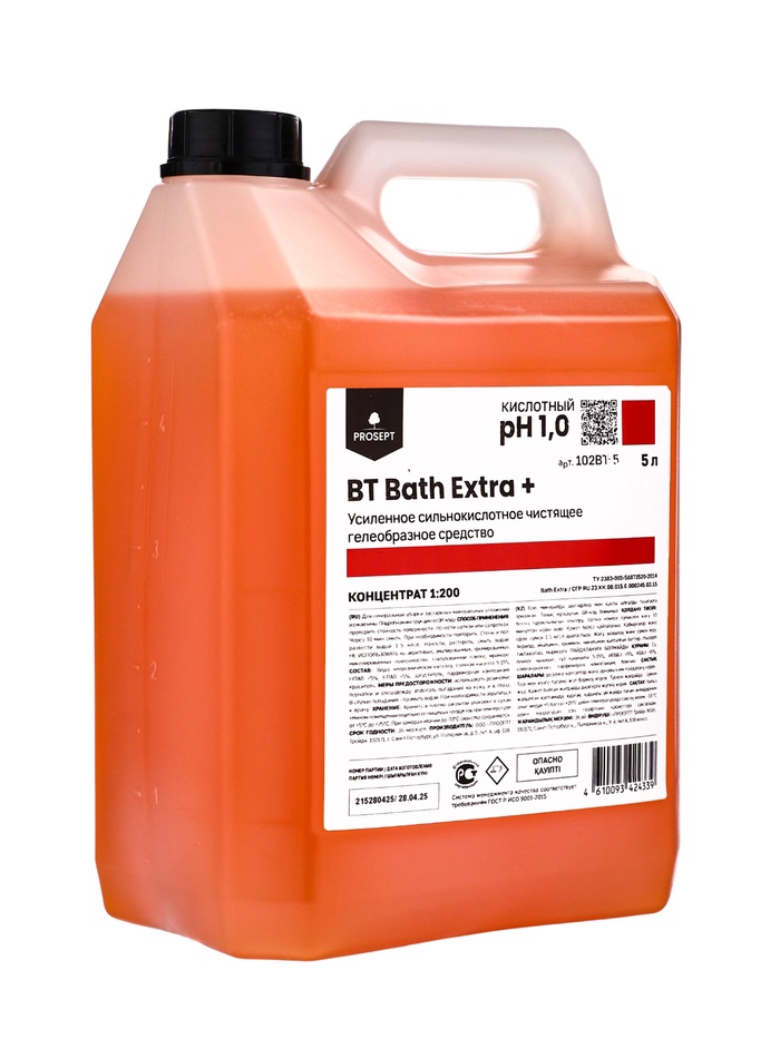 Сильнокислотное чистящее средство BT Bath Extra+, усиленное, концентрат, гель, 5 л - Фото 1