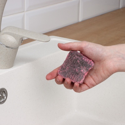 УЦЕНКА Губки-подушечки из ультратонкого металлического волокна с мылом, квадратные