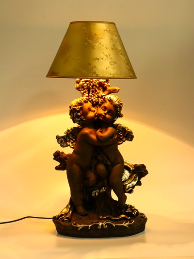 Лампа настольная декоративная с абажуром «Пара ангелов», 69×30×30 см