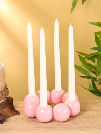 УЦЕНКА Подсвечник на 4 свечи «Бусы» с 8 сферами, зефир 19×19×5.5 см